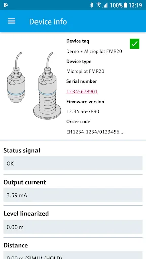 Endress+Hauser SmartBlue screenshot 2
