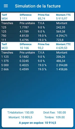 Facture Sonelgaz - calcul rapi screenshot 2
