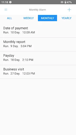 Monthly Alarm (Weekly Yearly)