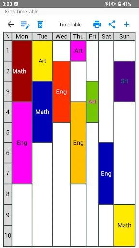 TimeTable Spread