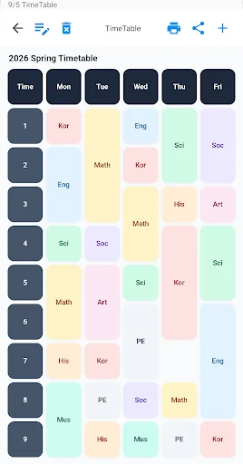 TimeTable Spread