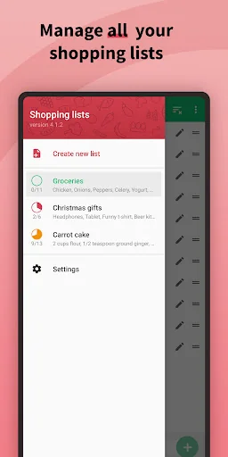 Shopping Lists (with widget) screenshot 1