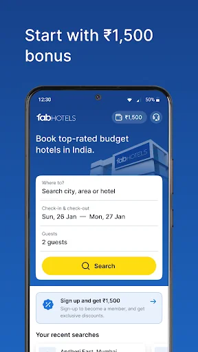 FabHotels: Hotel Booking App screenshot 1