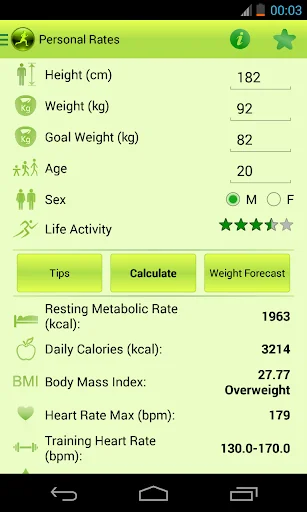 Fitness Calculator 1.0 screenshot 1