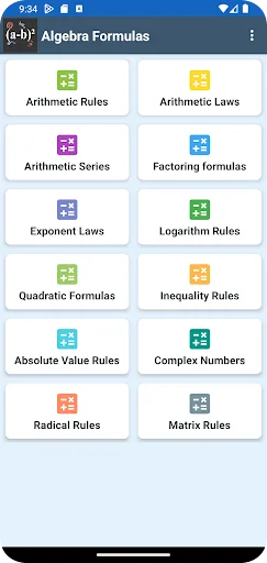 Math Formulas Algebra