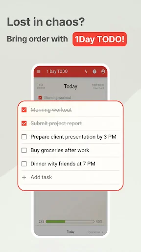 1 Day TODO: Daily Task Manager screenshot 1
