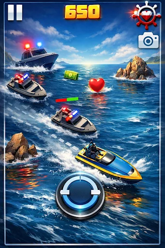 Police Boat Chase Speed Escape