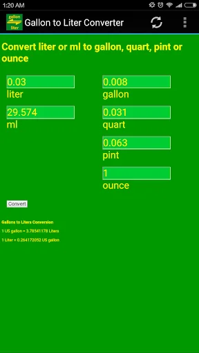 Gallon to Liter Converter screenshot 1
