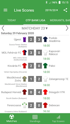 Live Scores for NB 1 Hungary