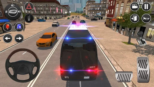 American Police Van Driving