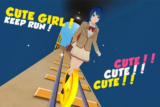 Anime Girl Subway Train Run screenshot 3