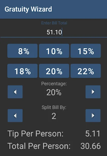 Gratuity Wizard (tip calculato
