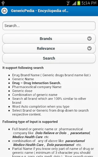 Generic drugs encyclopedia screenshot 1