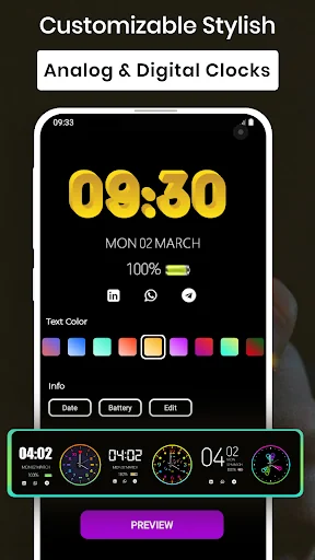 Always on display clock widget