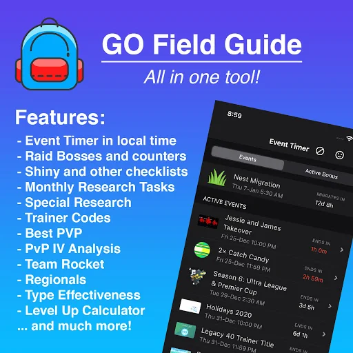 GO Field Guide (Events, Raids) screenshot 1