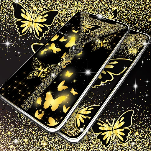 Golden butterflies lock screen screenshot 2