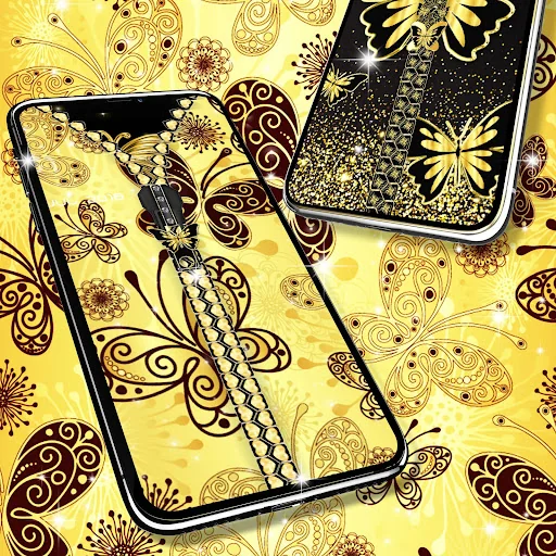 Golden butterflies lock screen screenshot 3