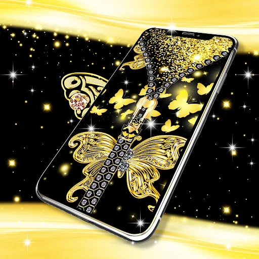 Golden butterflies lock screen screenshot 4