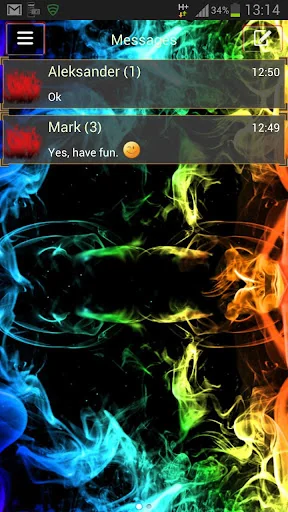Rainbow Smoke Theme GO SMS screenshot 1