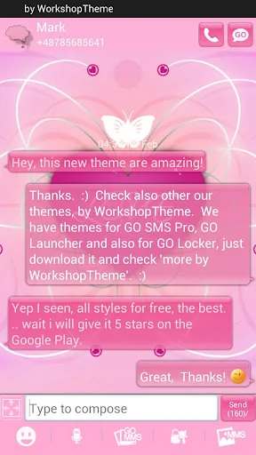 Romantic Theme GO SMS Pro screenshot 2