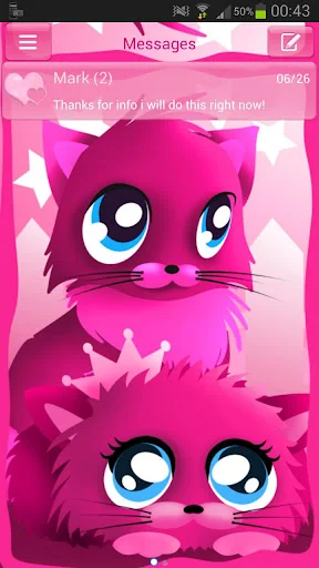 Pink cats theme 4 GO SMS Pro screenshot 1