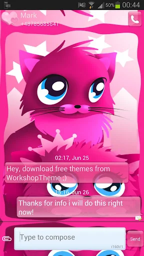 Pink cats theme 4 GO SMS Pro screenshot 2