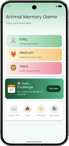 Animal Memory Matching Game