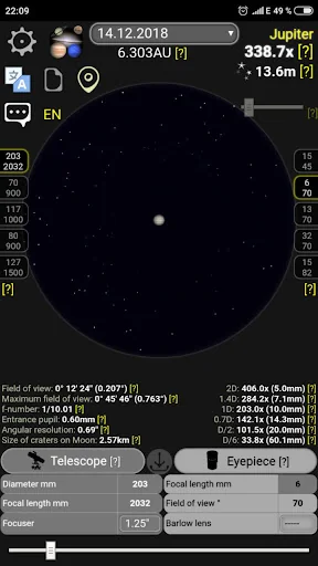 Telescope calculator screenshot 4