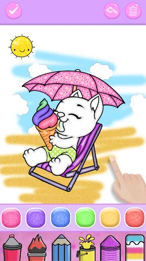 Cute Kitty Coloring Glitter