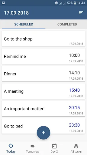 Scheduler.Task list.Reminders