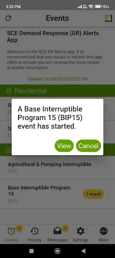SCE DR Alerts screenshot 2