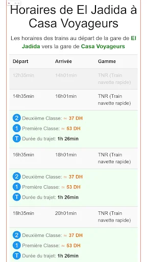 Schedules of Trains Morocco screenshot 3