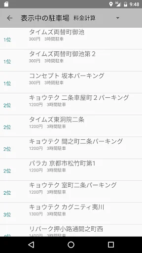 駐車場・検索 コインパーキングの料金計算と順位表示 screenshot 2
