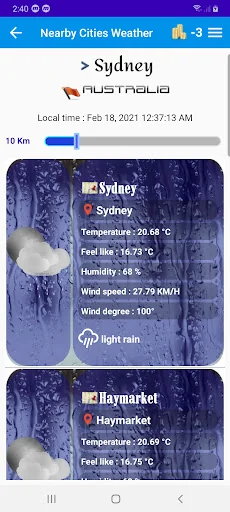 Nearby cities weather