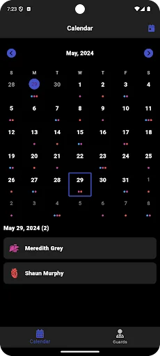 Guardians -  On Calls Calendar screenshot 2