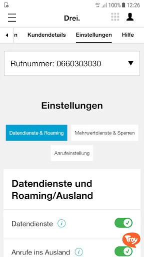Drei Kundenzone