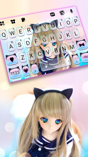 Anime Girl Doll Keyboard Backg