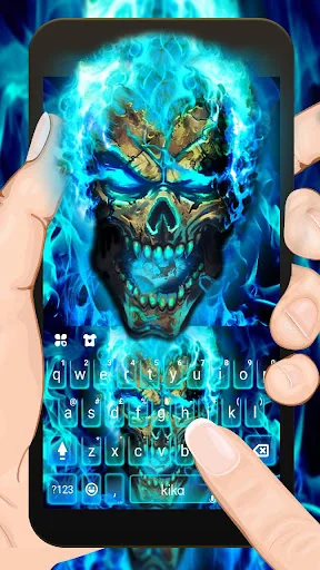 Blue Flame Skull Keyboard Them