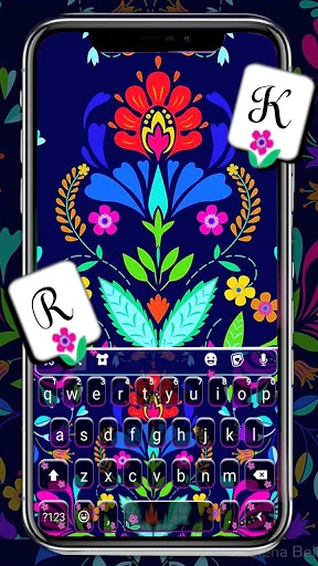 Blue Mexican Flowers Keyboard 