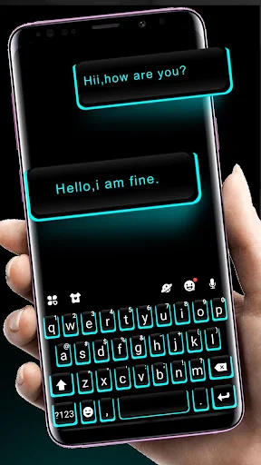 Blue Neon Tech Keyboard Theme screenshot 1