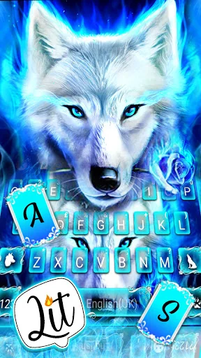 Blue Night Wolf Keyboard Theme screenshot 1