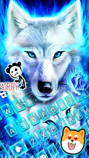 Blue Night Wolf Keyboard Theme screenshot 3