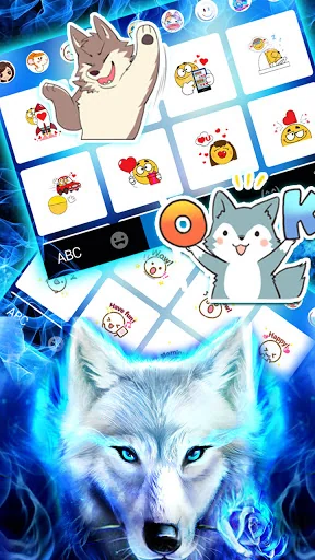 Blue Night Wolf Keyboard Theme screenshot 4