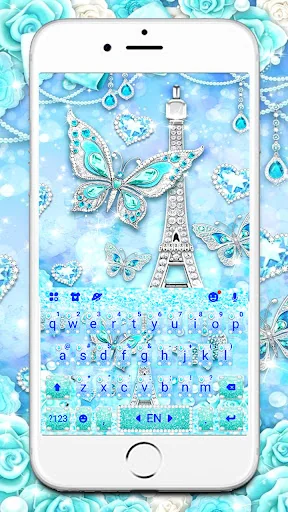 Blue Paris Butterfly Keyboard 