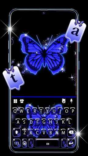 Blue Shiny Butterfly Keyboard 