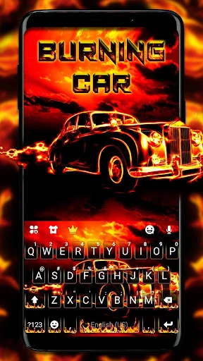 Burning Car Keyboard Theme screenshot 1