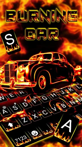 Burning Car Keyboard Theme screenshot 2