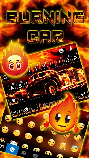 Burning Car Keyboard Theme screenshot 3