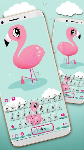 Cartoon Pink Flamingo Keyboard