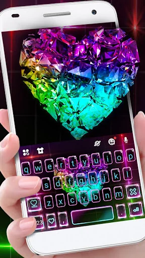 Colorful Crystal Heart Keyboar